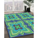 Machine Washable Transitional Steel Blue Rug in a Family Room, wshpat1437lblu