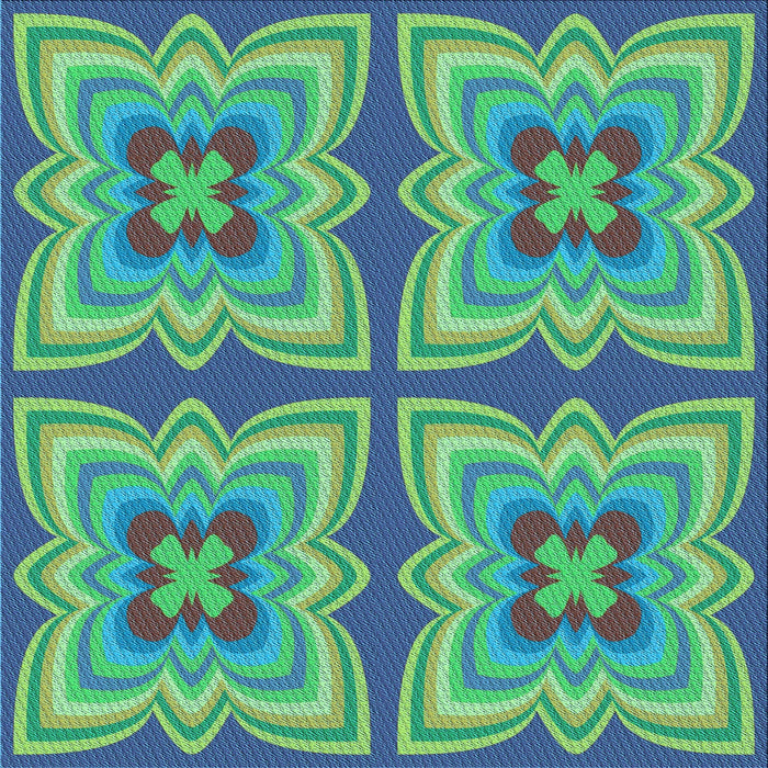 Round Patterned Steel Blue Rug, pat1437lblu