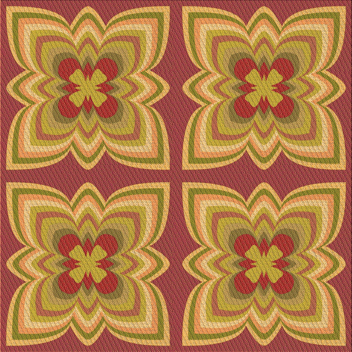 Round Patterned Red Rug, pat1437org