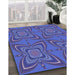 Patterned Light Slate Blue Rug in Family Room, pat1438blu