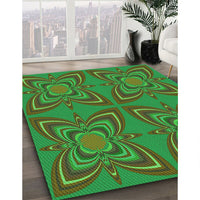 Patterned Army Green Rug, pat1438grn