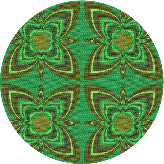 Square Patterned Army Green Rug, pat1438grn