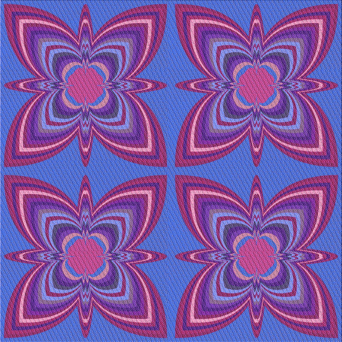 Round Patterned Blue Lotus Blue Rug, pat1438pur