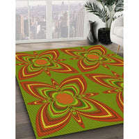 Patterned Pistachio Green Rug, pat1438yw