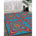 Patterned Blue Green Modern Rug in Family Room, pat1438