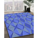 Patterned Sky Blue Rug in Family Room, pat1439blu