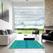 Machine Washable Transitional Neon Blue Rug in a Kitchen, wshpat1439lblu