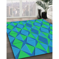 Patterned Neon Blue Rug, pat1439lblu