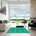 Square Patterned Spring Green Novelty Rug in a Living Room, pat1439