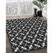 Machine Washable Transitional Midnight Gray Rug in a Family Room, wshpat144gry