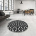 Round Patterned Midnight Gray Rug in a Office, pat144gry