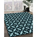 Machine Washable Transitional Deep Teal Green Rug in a Family Room, wshpat144lblu