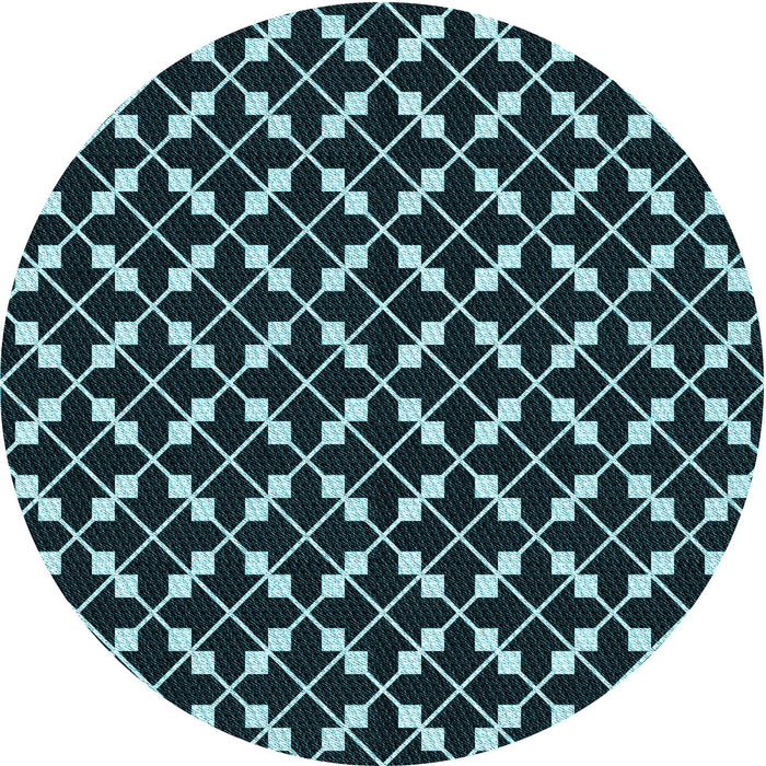 Square Patterned Deep Teal Green Rug, pat144lblu
