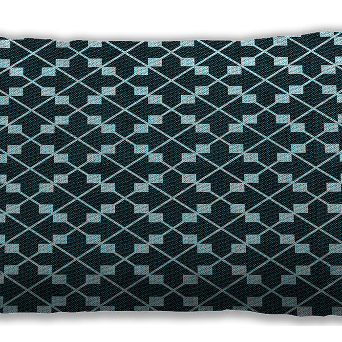 Patterned Rectangular Deep Teal Green Lumbar Throw Pillow, 13 inch by 19 inch, lbpat144lblu