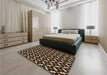 Patterned Black Brown Rug in a Bedroom, pat144org