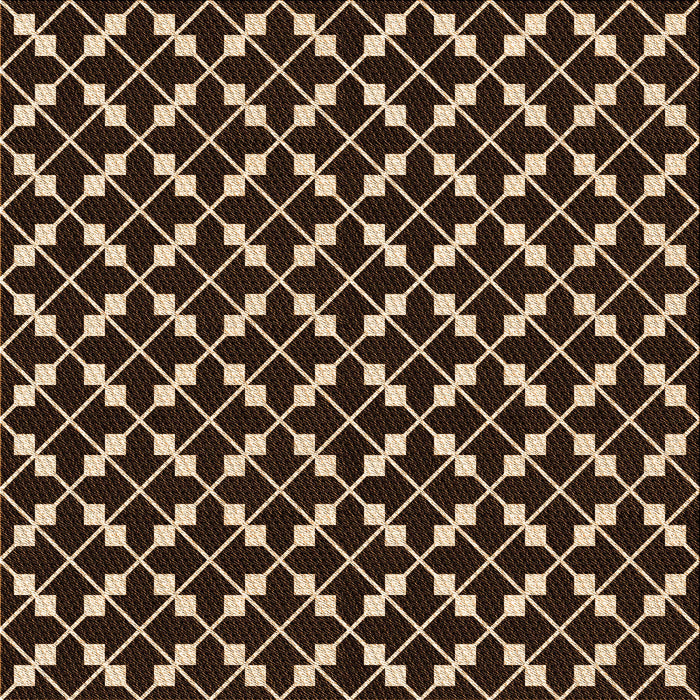 Round Patterned Black Brown Rug, pat144org