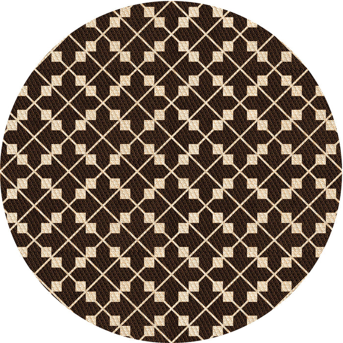 Square Patterned Black Brown Rug, pat144org