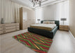 Patterned Hazel Green Rug in a Bedroom, pat1440brn