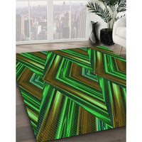 Patterned Dark Forest Green Rug, pat1440grn