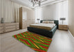 Patterned Saffron Red Rug in a Bedroom, pat1440yw