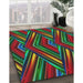 Patterned Forest Green Modern Rug in Family Room, pat1440