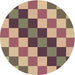 Square Patterned Brown Green Rug, pat1441brn