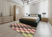 Patterned Brown Green Rug in a Bedroom, pat1441brn