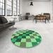 Round Patterned Green Rug in a Office, pat1441grn