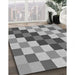 Patterned Cloud Gray Rug in Family Room, pat1441gry