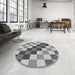 Round Patterned Cloud Gray Rug in a Office, pat1441gry