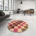 Round Patterned Orange Rug in a Office, pat1441org