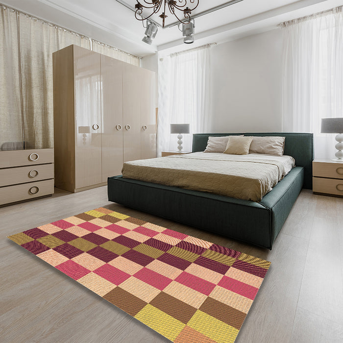 Patterned Orange Rug in a Bedroom, pat1441org