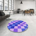 Round Patterned Purple Mimosa Purple Rug in a Office, pat1441pur