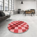 Round Patterned Red Rug in a Office, pat1441rd