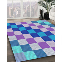 Patterned Sky Blue Novelty Rug, pat1441