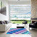 Square Machine Washable Transitional Sky Blue Rug in a Living Room, wshpat1441