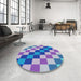 Round Patterned Sky Blue Novelty Rug in a Office, pat1441