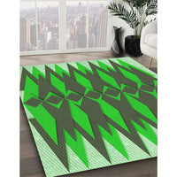 Patterned Neon Green Rug, pat1442grn