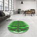 Round Patterned Neon Green Rug in a Office, pat1442grn