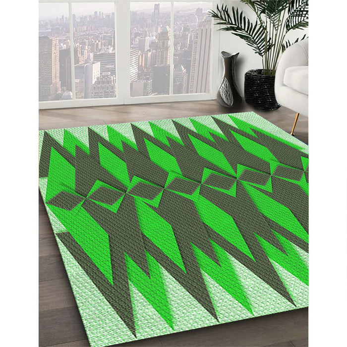 Machine Washable Transitional Neon Green Rug in a Family Room, wshpat1442grn