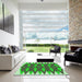 Square Patterned Neon Green Rug in a Living Room, pat1442grn