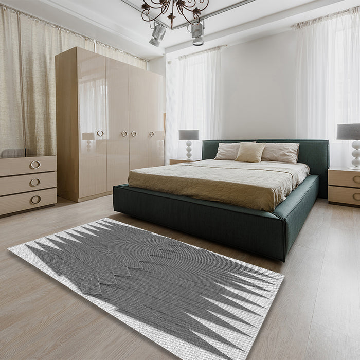 Patterned Gray Rug in a Bedroom, pat1442gry
