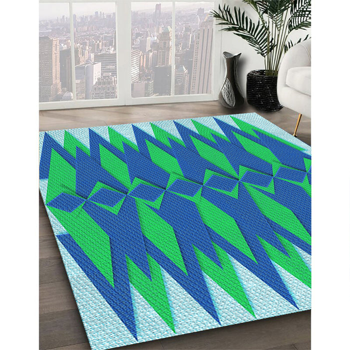 Patterned Blue Rug in Family Room, pat1442lblu