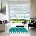 Machine Washable Transitional Blue Rug in a Kitchen, wshpat1442lblu