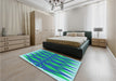 Patterned Blue Rug in a Bedroom, pat1442lblu