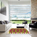 Square Patterned Crimson Red Rug in a Living Room, pat1442org