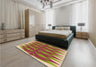 Patterned Crimson Red Rug in a Bedroom, pat1442org