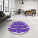 Round Patterned Pastel Violet Purple Rug in a Office, pat1442pur