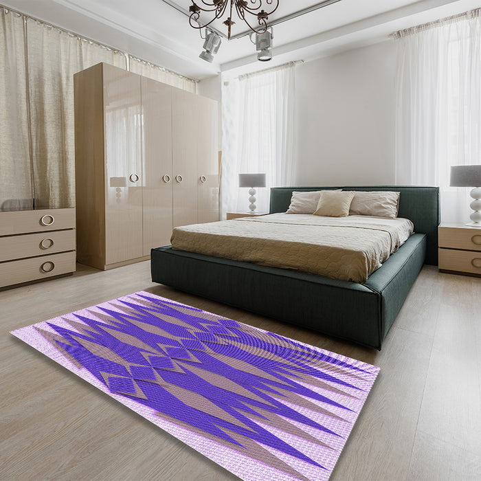 Patterned Pastel Violet Purple Rug in a Bedroom, pat1442pur