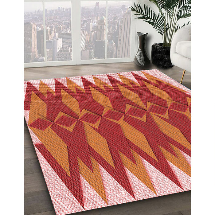 Patterned Orange Rug in Family Room, pat1442rd